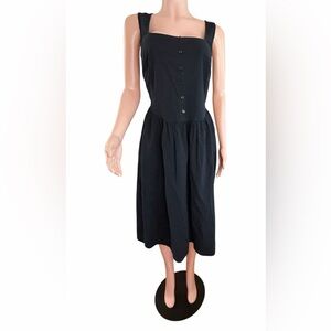 Ava & Viv Black Button-Front Midi Dress